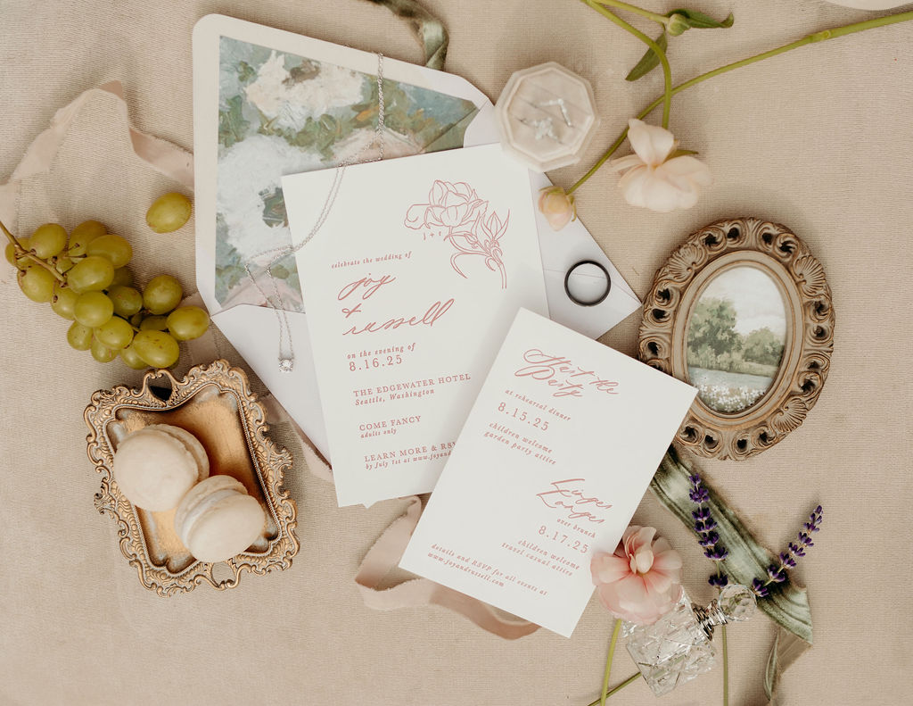 Hillside Farms wedding flat lay