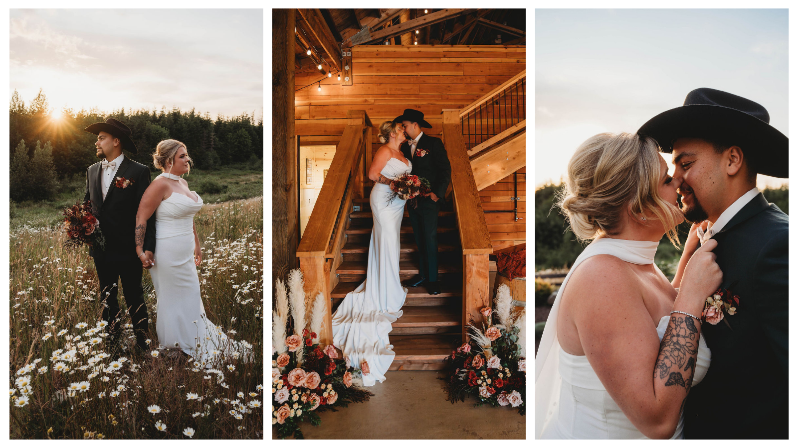 Western wedding golden hour portraits