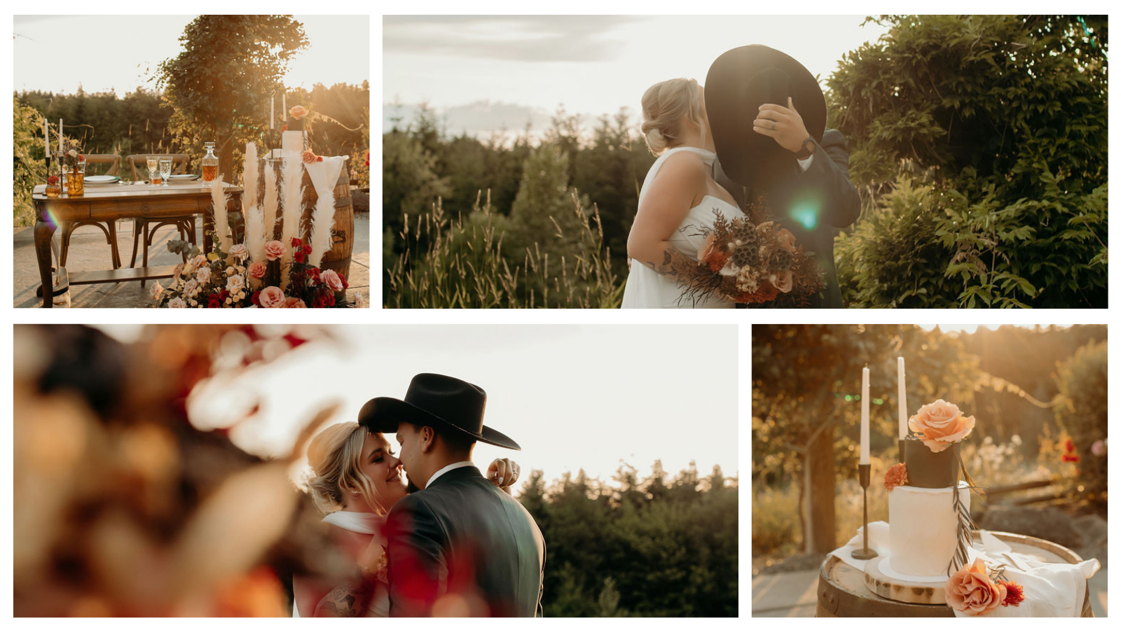 Western wedding golden hour portraits