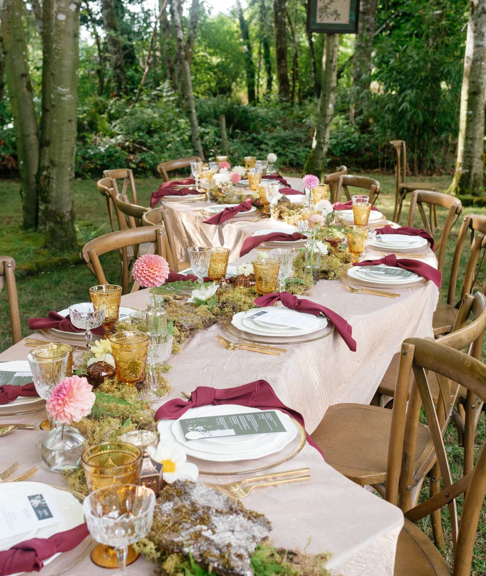 long table with cultery