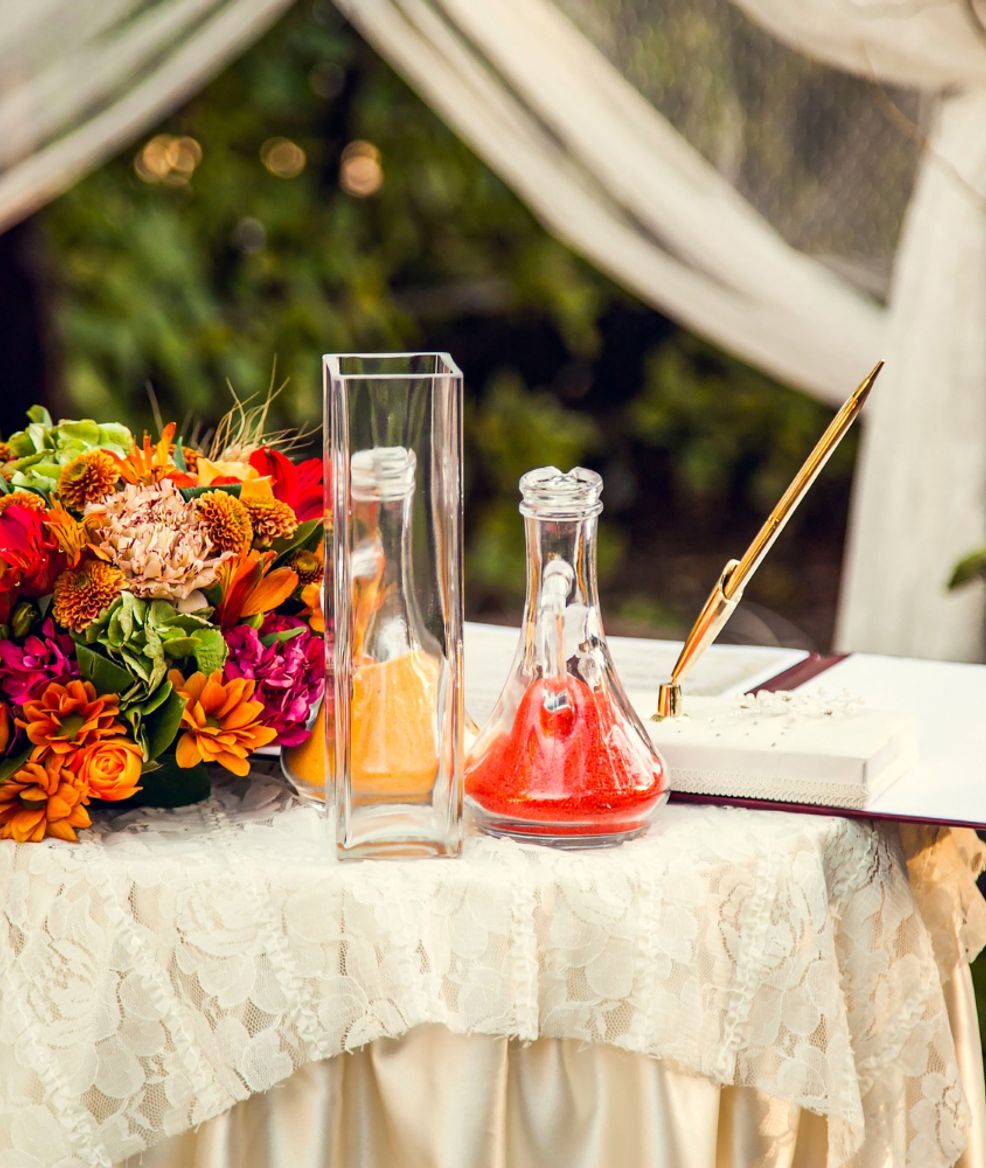 vases on a table