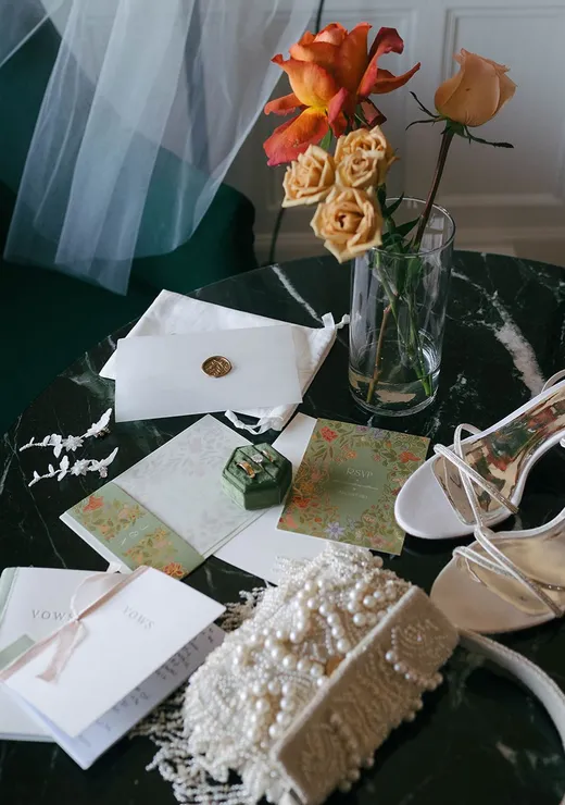 photo of bride items on table